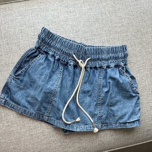 We The Free Denim Elastic Waist Skirt